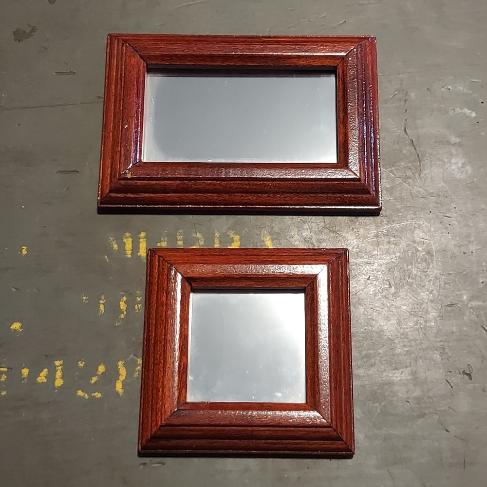 Home Interiors & Gifts Vintage Wood Wall Mirror Set 2 Mahogany Finish USA Made
